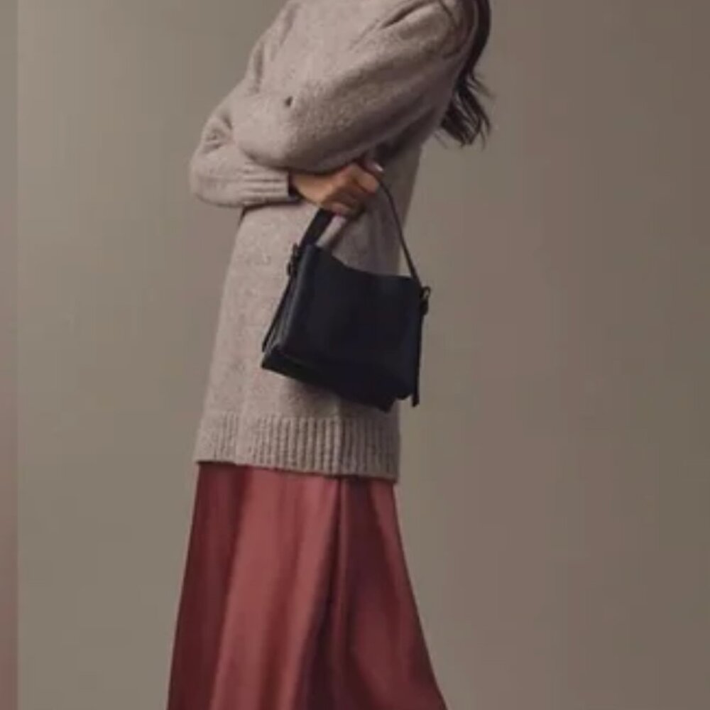 Anthropologie Long-Sleeve Twofer Sweater Slip Midi Dress NWT, Size M petite